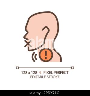 Hoarseness pixel perfect RGB color icon Stock Vector