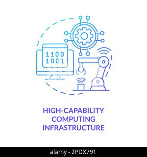 High capability computing infrastructure blue gradient concept icon Stock Vector