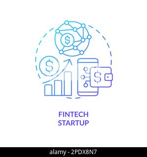 FinTech startup blue gradient concept icon Stock Vector