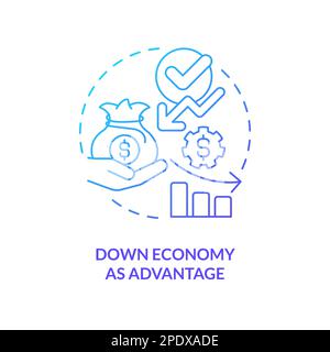 Down economy as advantage blue gradient concept icon Stock Vector