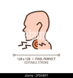 Sore throat pixel perfect RGB color linear icon Stock Vector Image ...