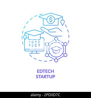 EdTech startup blue gradient concept icon Stock Vector
