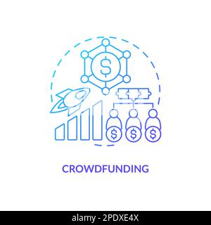 Crowdfunding blue gradient concept icon Stock Vector