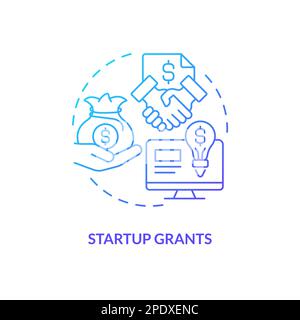 Startup grants blue gradient concept icon Stock Vector