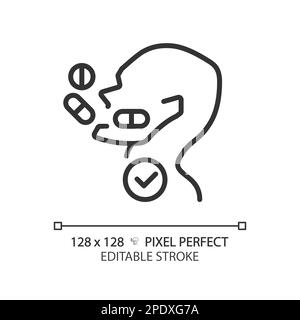 Take medication pixel perfect linear icon Stock Vector