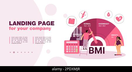 Body mass index of woman standing on scales Stock Vector