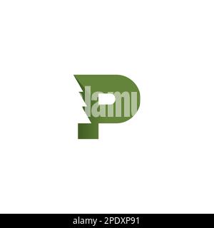 Pine Letter P logo. Pine tree Logo Design Stock Vector