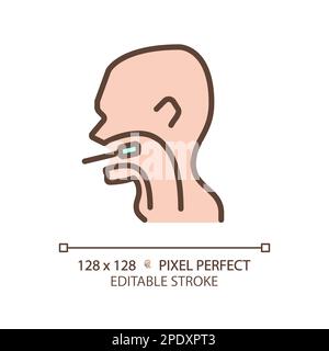Throat exam pixel perfect RGB color icon Stock Vector