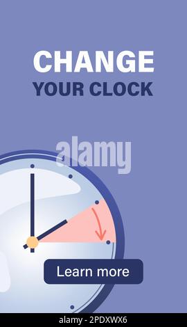 Change your clock. Turning to summer or winter time Stock Vector