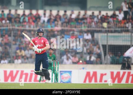 Jos Buttler bats during the Bangladesh-England 3rd and final T20I match of three match series at Sher-e-Bangla national Cricket Stadium, Mirpur, Dhaka Stock Photo