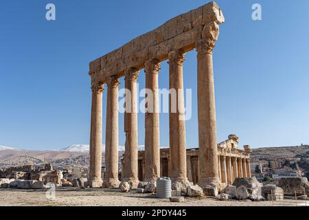 Baalbek Ancient city in Lebanon, Heliopolis temple complex, near the border with Syria. Stock Photo