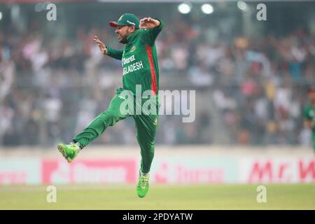 Mehidy Hasan Miraz during the Bangladesh-England 3rd and final T20I match of three match series at Sher-e-Bangla national Cricket Stadium, Mirpur, Dha Stock Photo