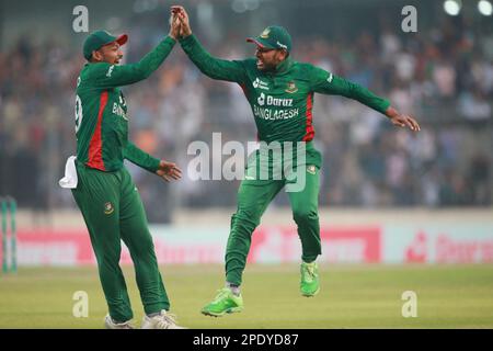 Mehidy Hasan Miraz during the Bangladesh-England 3rd and final T20I match of three match series at Sher-e-Bangla national Cricket Stadium, Mirpur, Dha Stock Photo