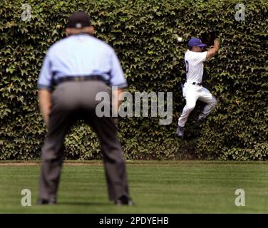 Center fielder Corey Patterson of the Chicago Cubs at bat during