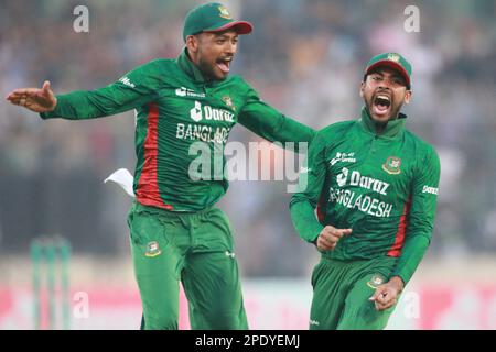 Mehidy Hasan Miraz during the Bangladesh-England 3rd and final T20I match of three match series at Sher-e-Bangla national Cricket Stadium, Mirpur, Dha Stock Photo