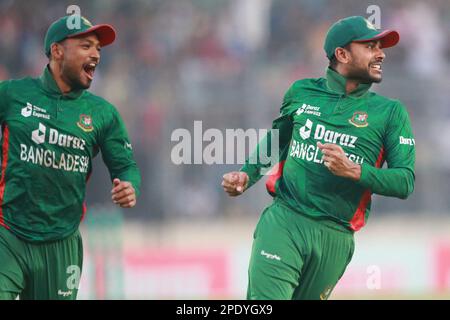 Mehidy Hasan Miraz during the Bangladesh-England 3rd and final T20I match of three match series at Sher-e-Bangla national Cricket Stadium, Mirpur, Dha Stock Photo