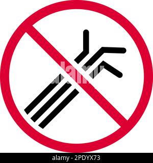 No plastic forbidden sign, modern round sticker Stock Vector