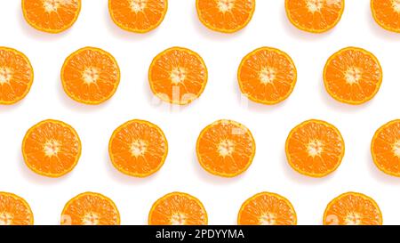 Pattern of cut tangerines on a white background Stock Photo