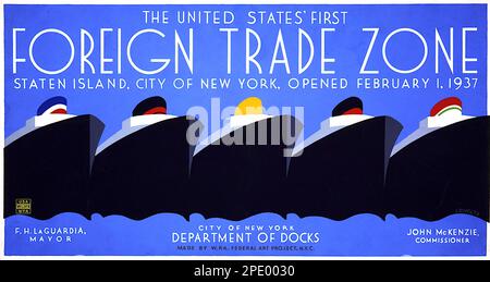 Jack Rivolta - The United States First Foreign Trade Zone - Staten Island - City of New York - Opened February 1st 1937 Stock Photo
