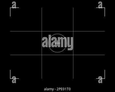 Video camera recording viewfinder. Vector illustration of digital display interface on dark background. Stock Vector
