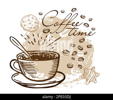 Coffee time hand drawn illustrations Stock Vector