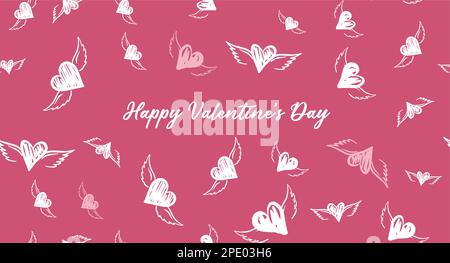 Heart with angel wings, hand drawn. Stock Vector