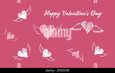 Heart with angel wings, hand drawn. Stock Vector