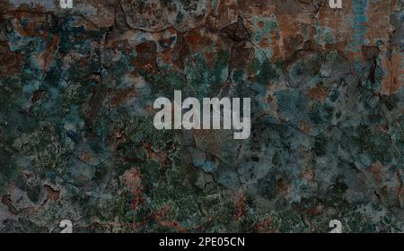 dark plaster wall with paint flakes for background Stock Photo