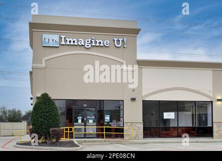Humble, Texas USA 02-26-2023: Imagine U! storefront exterior in Humble, TX. Recreational facility for young children to learn and play. Stock Photo