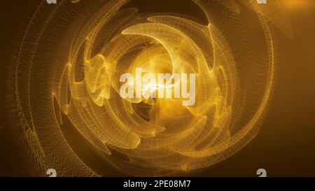 Thinking machine processing golden big data. Metaverse abstract background. Cloud computing concept. Big data stream. Stock Photo