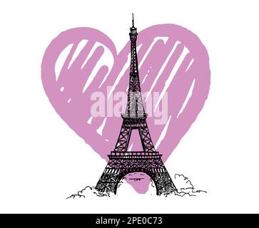 Eiffel tower hand drawn illustrations Stock Vector