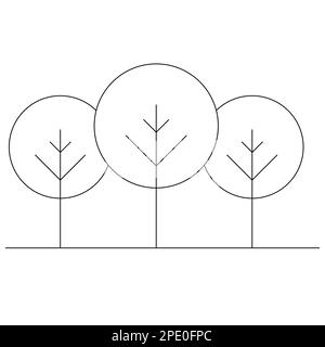 Trees, flat style minimal design, black outline color illustration for nature, ecology, sustainability, life, logo, icon, web, mobile, object isolated. Stock Vector