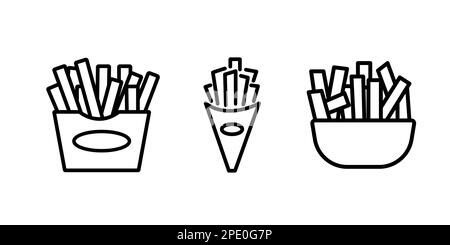 Vector isolated french fries potato in a paper cone box Stock Vector