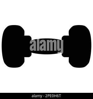 Dumbbell for gym icon, simple flat style trendy black color vector illustration graphic object, clip art. Healthy and strong body idea design. Stock Vector