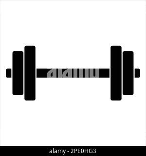 Dumbbell for gym icon, trendy style simple flat black color vector illustration graphic object, clip art. Healthy and strong body idea design. Stock Vector