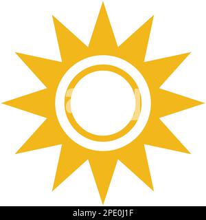 Sun icon, yellow color, star flat style vector design. Summer, sunlight, nature, sky object illustration symbol isolated on white background. Stock Vector