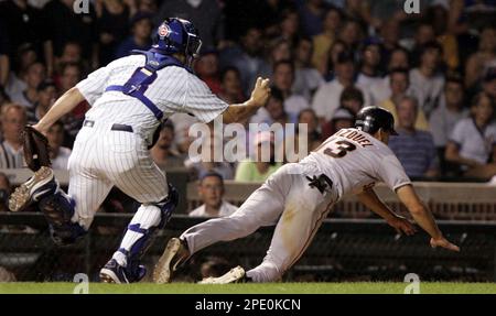 Moises Alou of the Chicago Cubs before a 2002 MLB season game against the  San Diego Padres at Qualcomm Stadium, in San Diego, California. (Larry  Goren/Four Seam Images via AP Images Stock