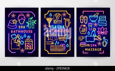 Sauna Flyer Concepts Stock Vector