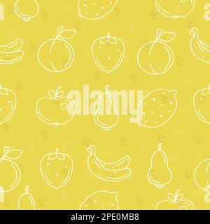 Yellow fruits, bright vector seamless pattern Stock Vector