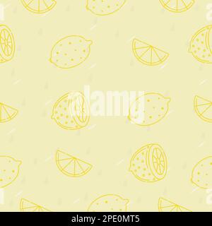 Juicy lemons, light yellow seamless pattern Stock Vector