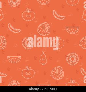 Juicy fruits, orange seamless pattern Stock Vector
