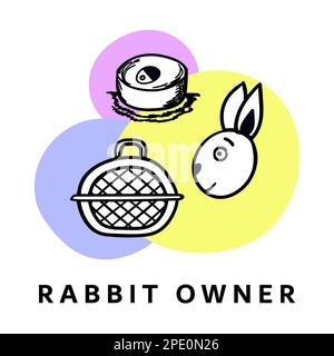 Composition of rabbit items and short text Stock Vector