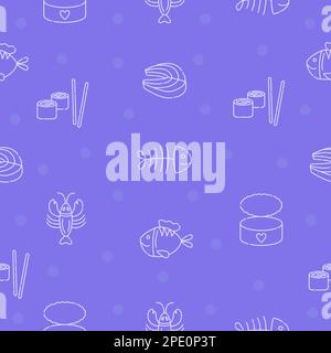 Mediterranean diet, seafood background in blue color Stock Vector