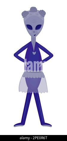 Female alien, illustration in blue and grey colors Stock Vector