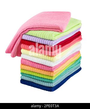 Cleaning microfiber clothes isolated on white background Stock Photo