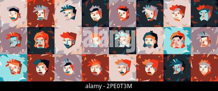 Abstract geometric faces in the Cubist style Stock Vector