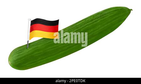 Cucumber and German Flag isolated on white  background Stock Photo