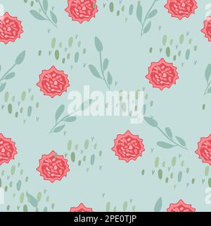 Minimalist seamless pattern with flowers and leaves. Bright, botanical pattern perfect for paper, cover, wallpaper, fabric, posters. Vector graphics. Stock Vector