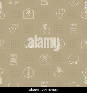 Peace and love beige vector seamless pattern Stock Vector