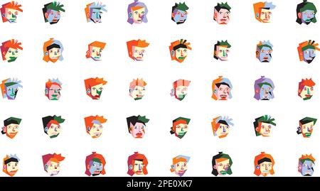 Abstract geometrical faces in the Cubist aesthetic Stock Vector
